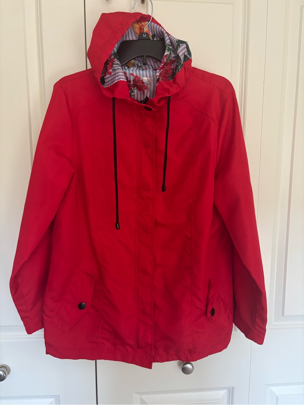 Women’s Mirror Image red hooded windbreaker spring floral hooded Jacket Sz large